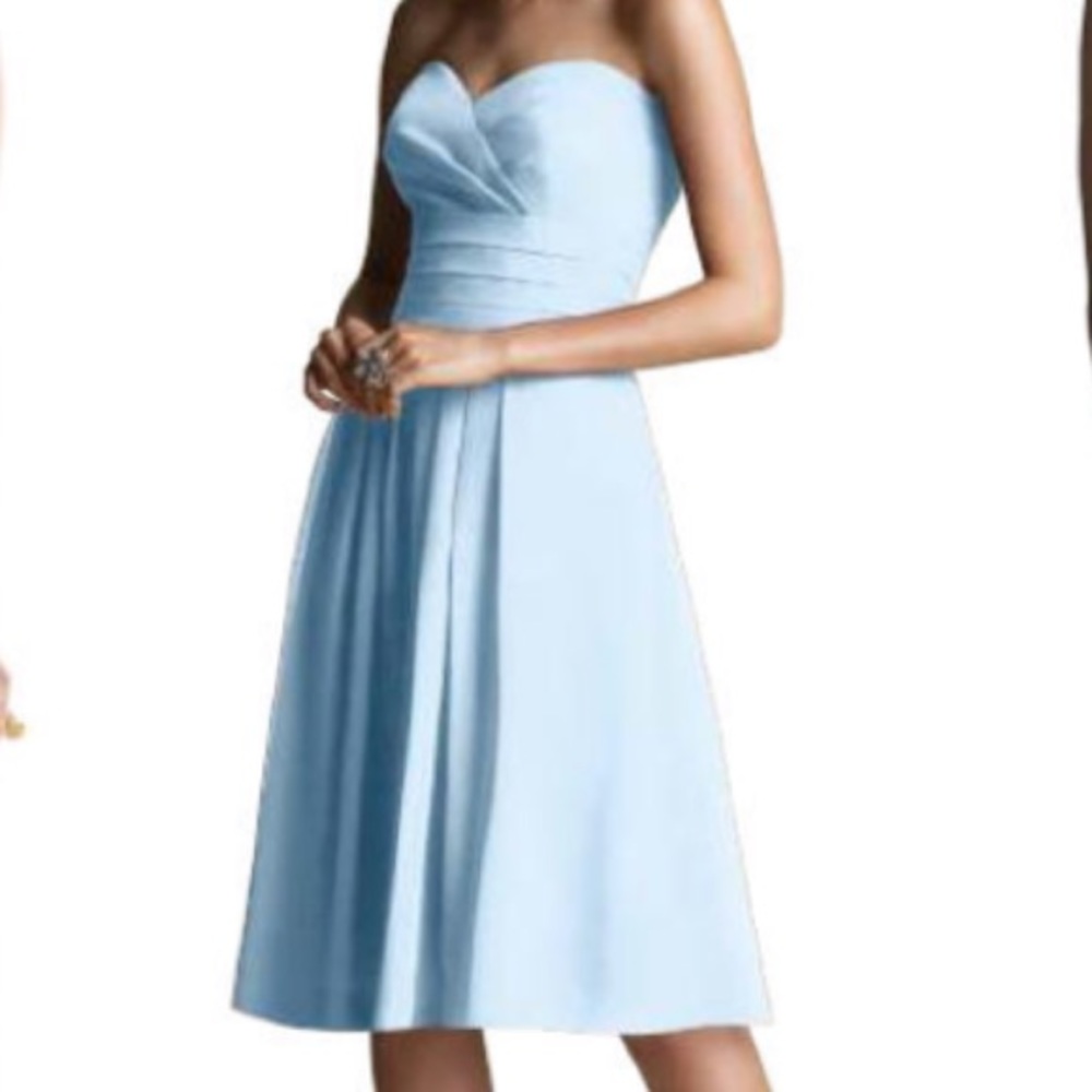 After Six Chiffon Strapless Blue Bridesmaid Dress